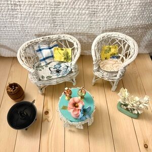 Miniature Patio Dollhouse Furniture Accessories Set